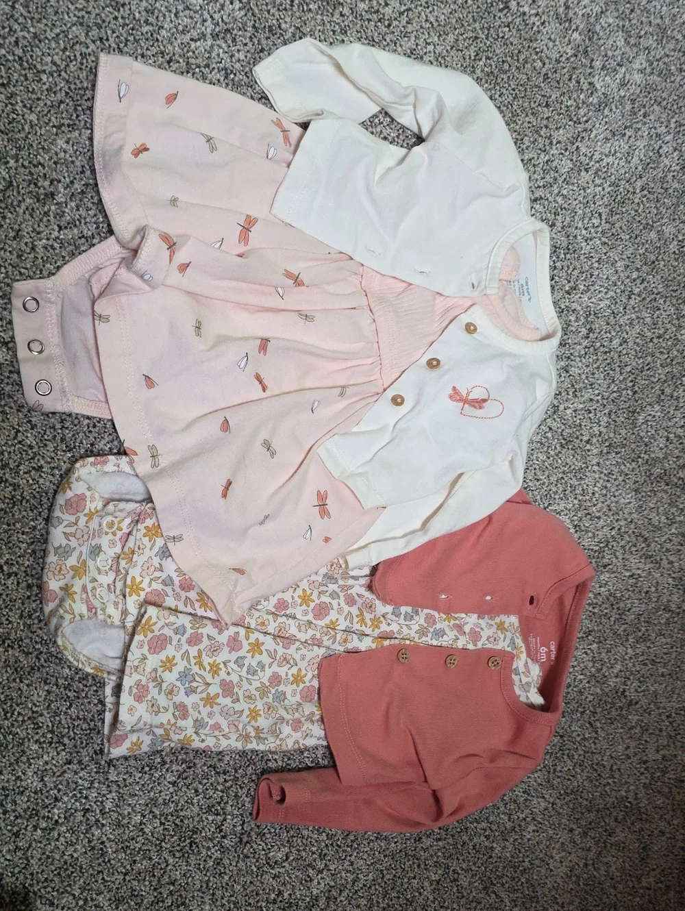 Carter's Pink Dragonfly Dress and Coordinating Cardigans Set